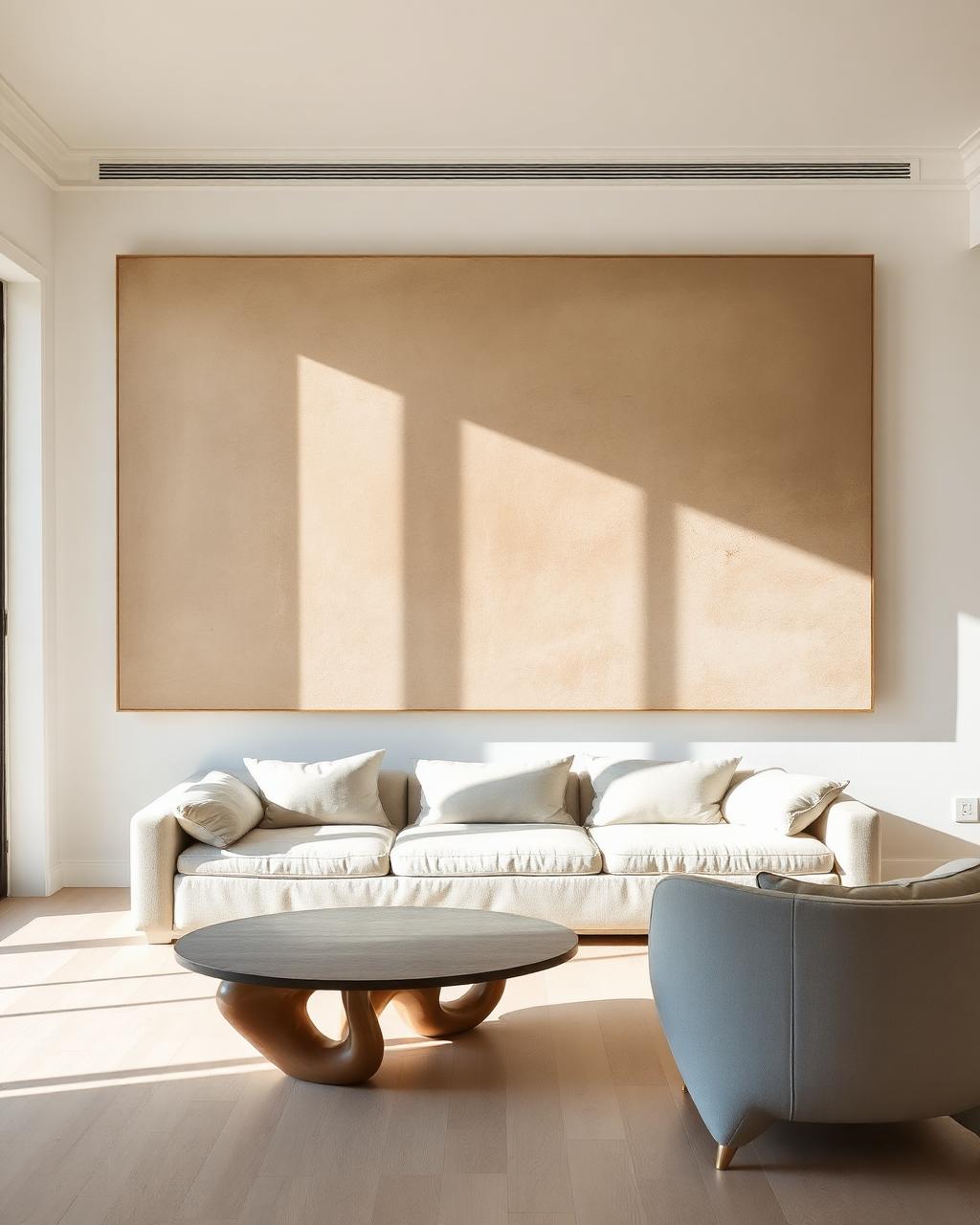 A contemporary work in a sunlit Mediterranean interior